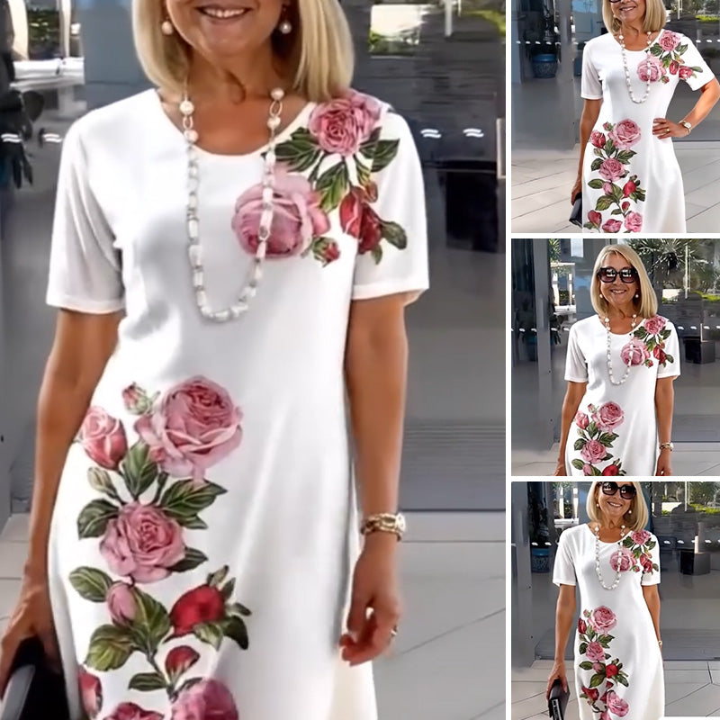 Josina™ - Robe Courte à Manches Courtes et Col Rond Imprimé Mode Féminine