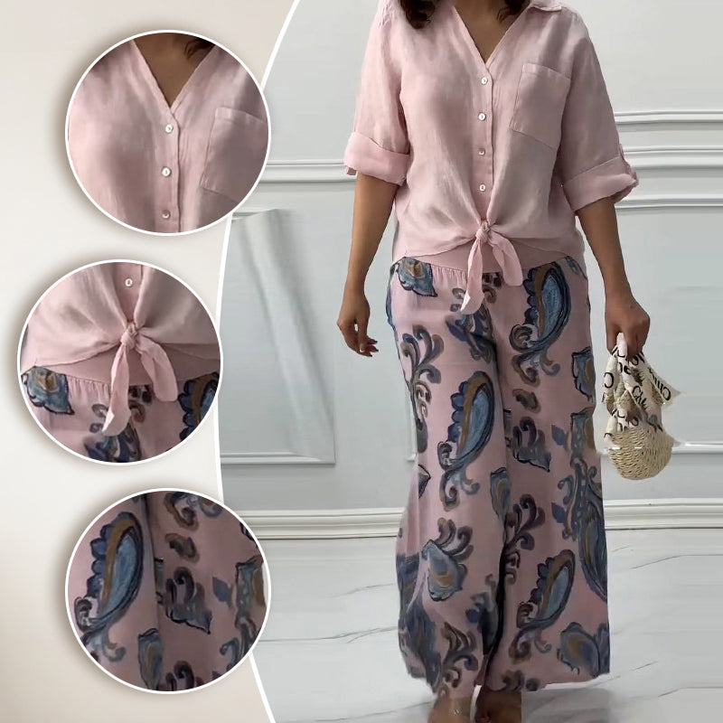 Penelope™ - Ensemble Deux Pièces Cardigan et Pantalon Taille Haute