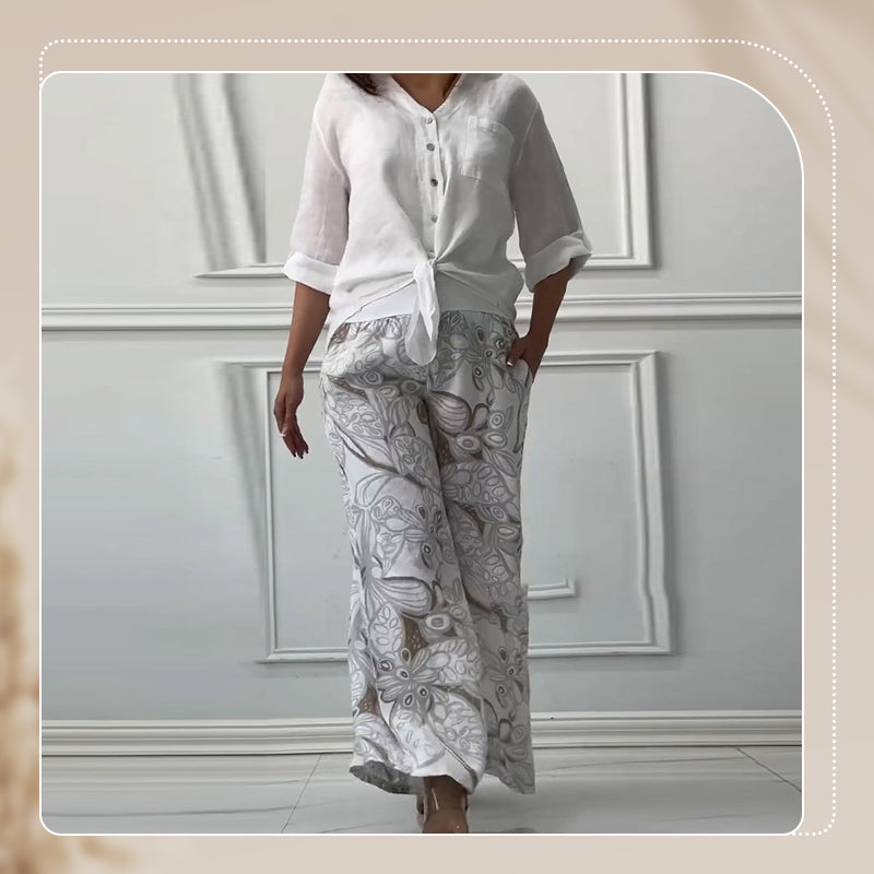 Penelope™ - Ensemble Deux Pièces Cardigan et Pantalon Taille Haute