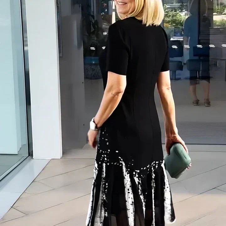 Dalia™ - Robe Plissée Femme avec Blocs de Couleurs