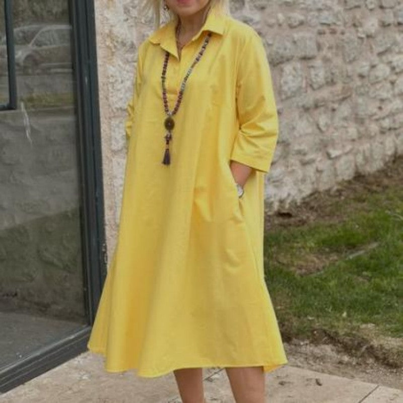 Kaela™ - Robe Décontractée Unie pour Femmes avec Poches Pratiques