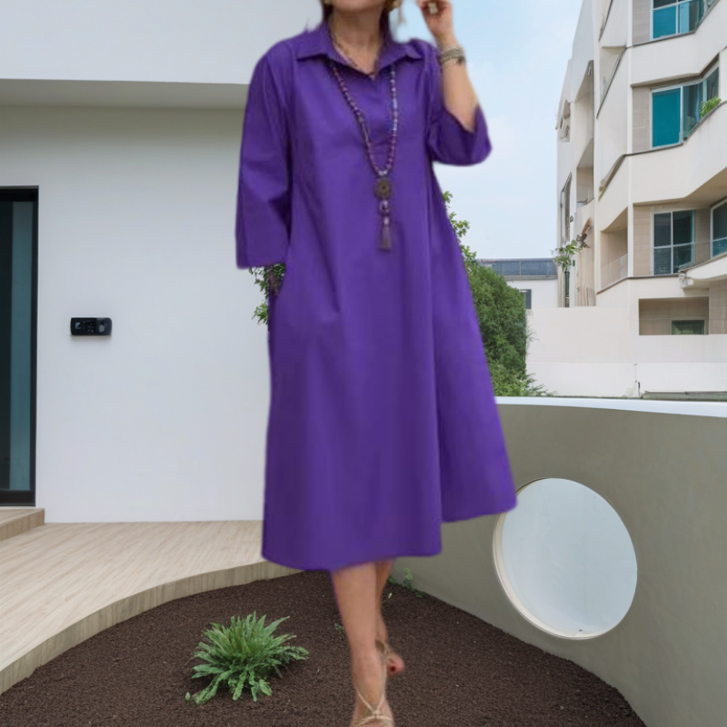 Kaela™ - Robe Décontractée Unie pour Femmes avec Poches Pratiques