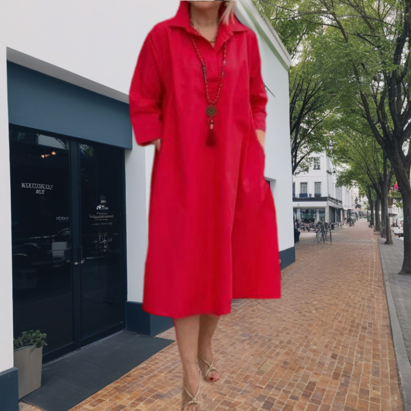 Kaela™ - Robe Décontractée Unie pour Femmes avec Poches Pratiques