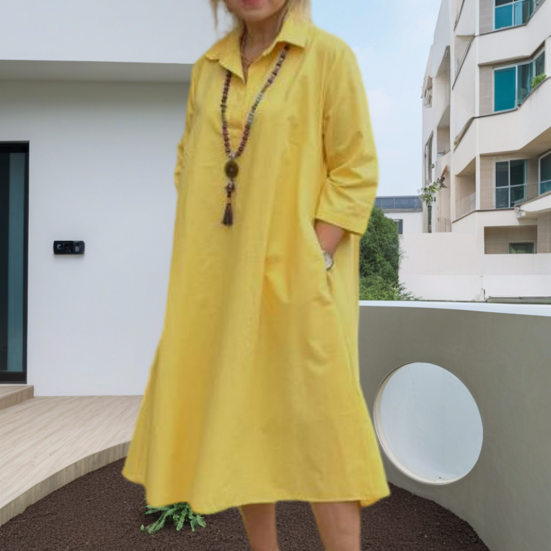 Kaela™ - Robe Décontractée Unie pour Femmes avec Poches Pratiques