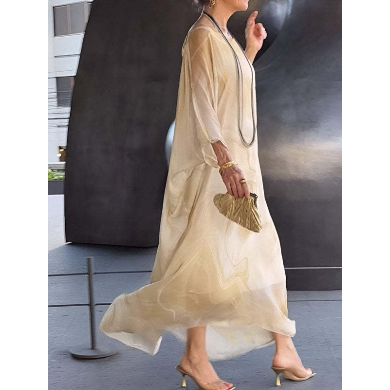 Lenora™ - Robes élégantes en chiffon marbré avec impression