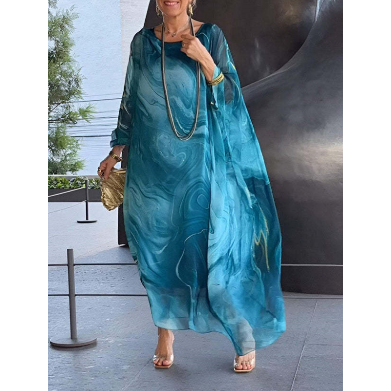 Lenora™ - Robes élégantes en chiffon marbré avec impression