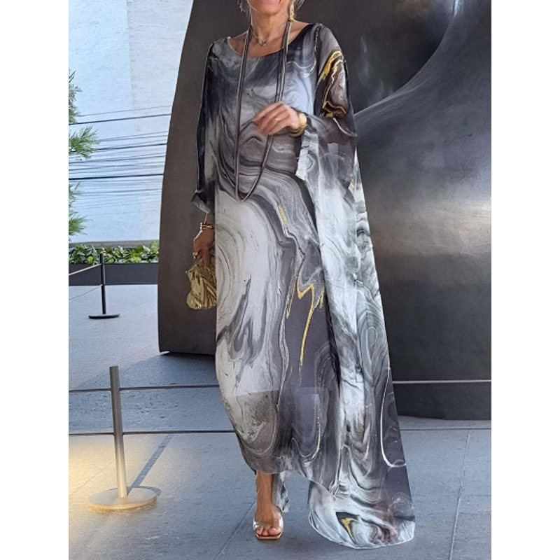 Lenora™ - Robes élégantes en chiffon marbré avec impression