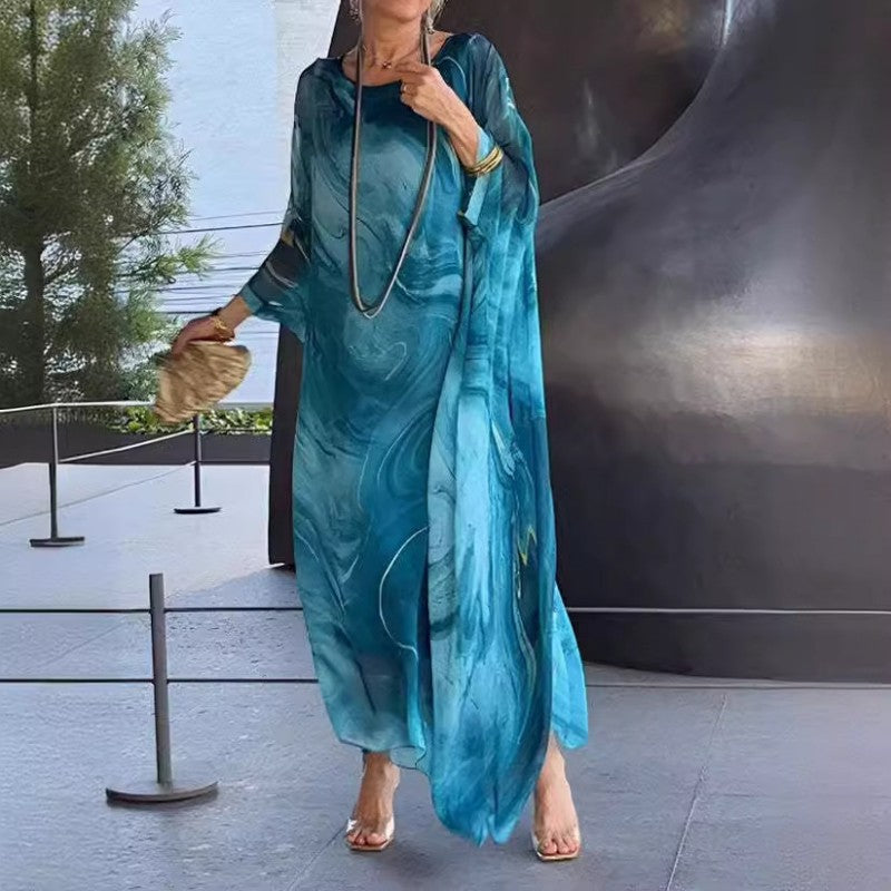Lenora™ - Robes élégantes en chiffon marbré avec impression