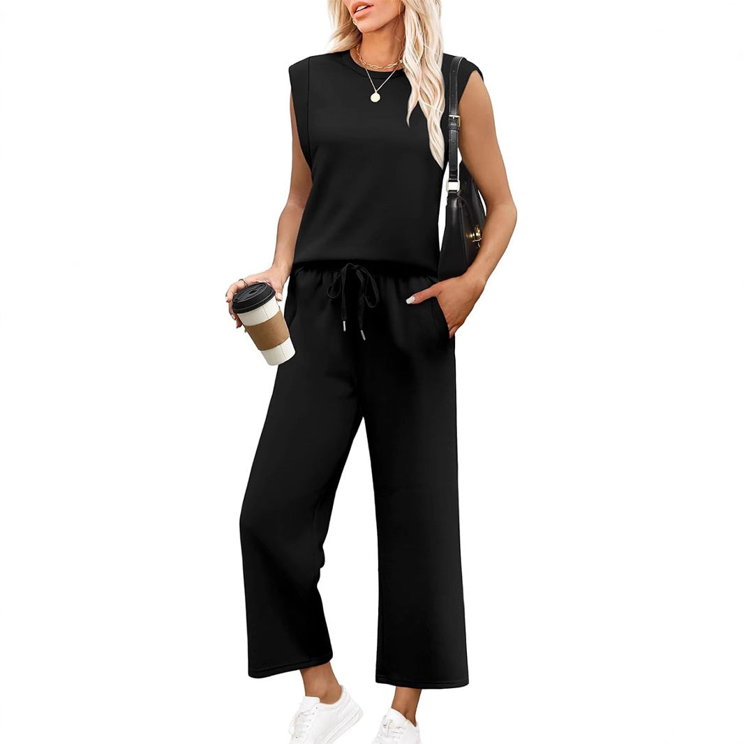 Isa™ - Haut sans Manches Décontracté pour Femme avec Pantalon à Jambes Larges