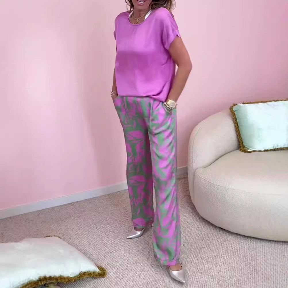 Malika™ - Ensemble 2 Pièces : Top & Pantalon Large Imprimé