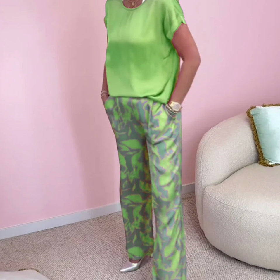 Malika™ - Ensemble 2 Pièces : Top & Pantalon Large Imprimé