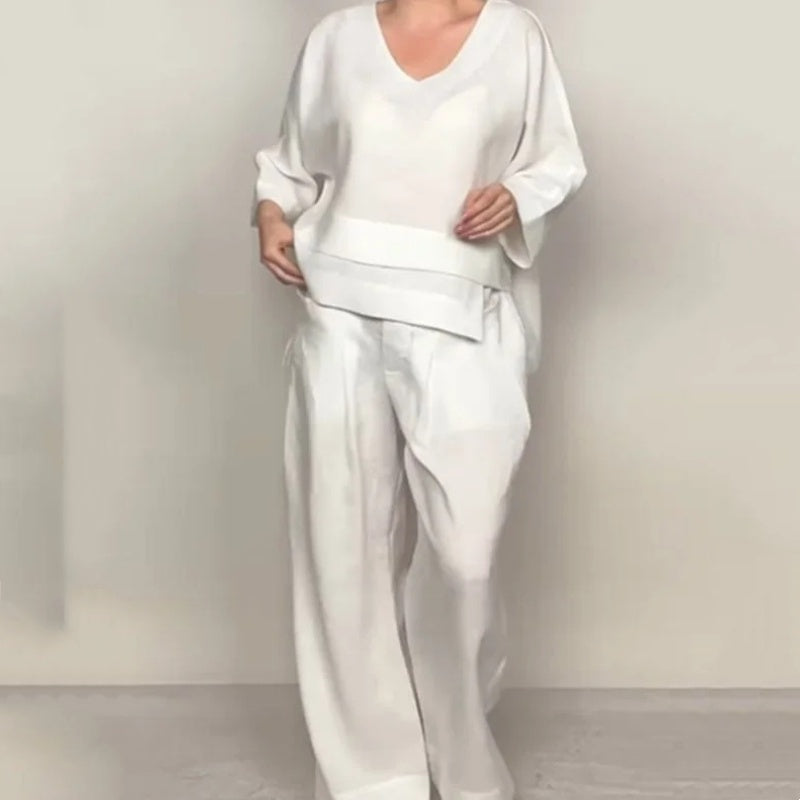 Viviette™ - Ensemble Élégant en Coton et Lin pour Femme – 2 Pièces