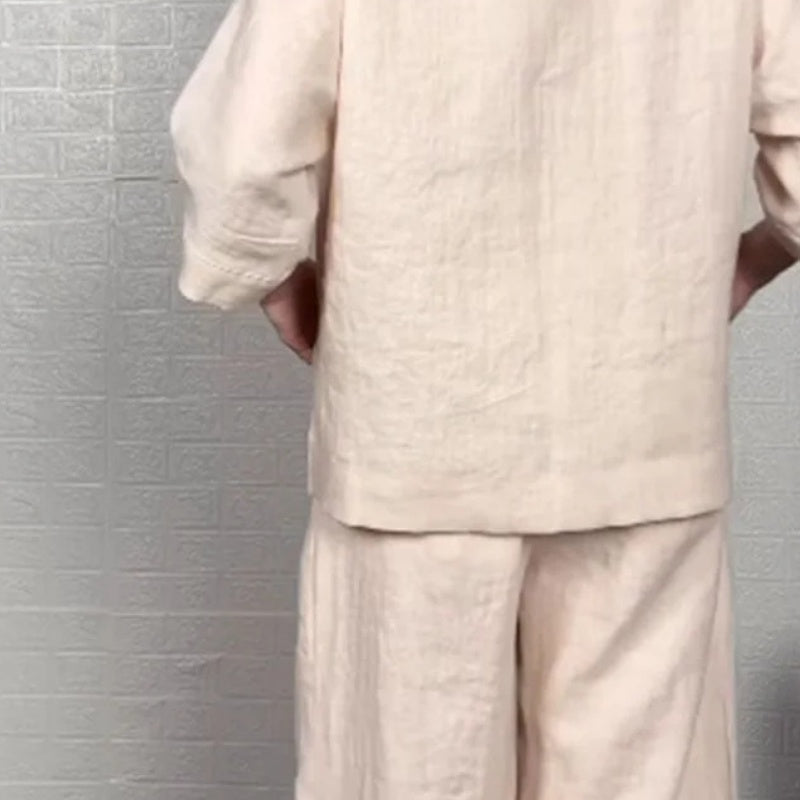 Viviette™ - Ensemble Élégant en Coton et Lin pour Femme – 2 Pièces