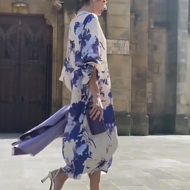 Ariadne™ - Robe Longue Élégante à Imprimé et Col en V pour Femme