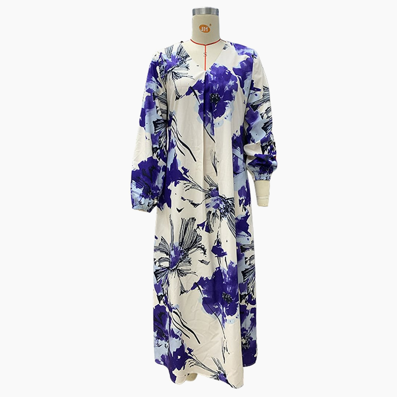 Ariadne™ - Robe Longue Élégante à Imprimé et Col en V pour Femme