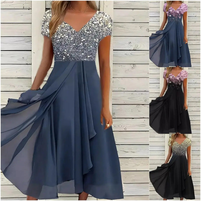 Halina™ - Robe Imprimée Élégante à Col V