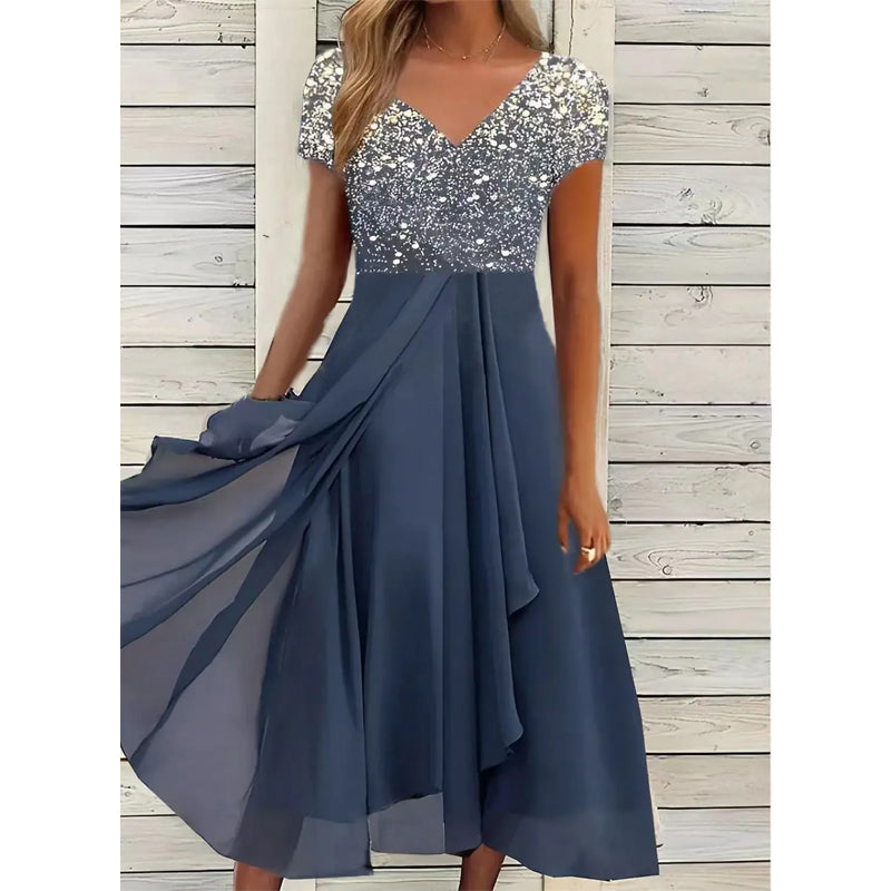 Halina™ - Robe Imprimée Élégante à Col V