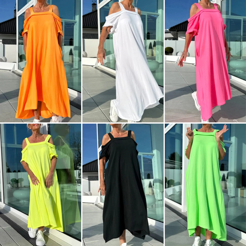 Phaedra™ - Robe maxi femme élégante et confortable à épaules dénudées