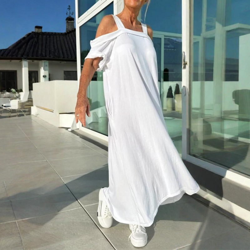 Phaedra™ - Robe maxi femme élégante et confortable à épaules dénudées