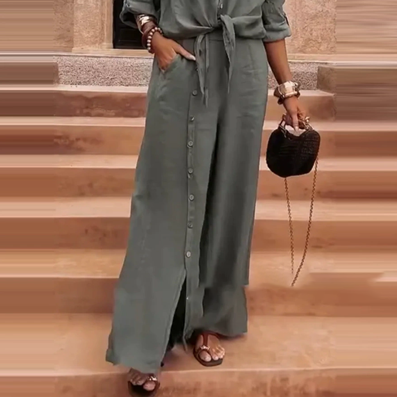 Jorellea™ - Ensemble Uni En Coton Et Lin À Coupe Fluide Élégante