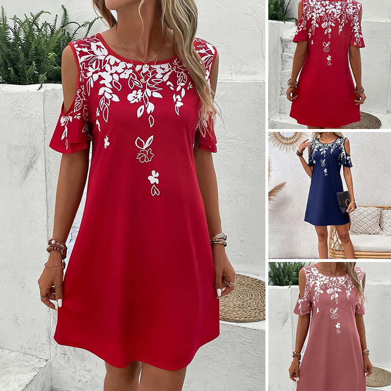 Elanora™ - Robe à bretelles avec imprimé floral et manches découpées