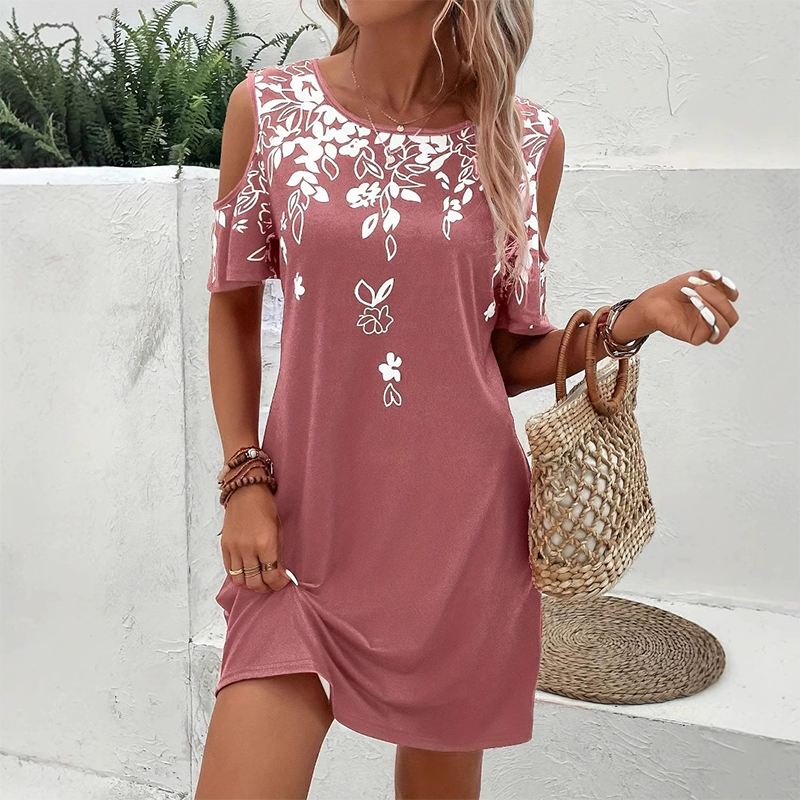 Elanora™ - Robe à bretelles avec imprimé floral et manches découpées