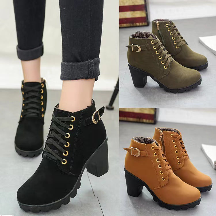 Noralyn™ - Bottes femme à talon épais avec semelle antidérapante