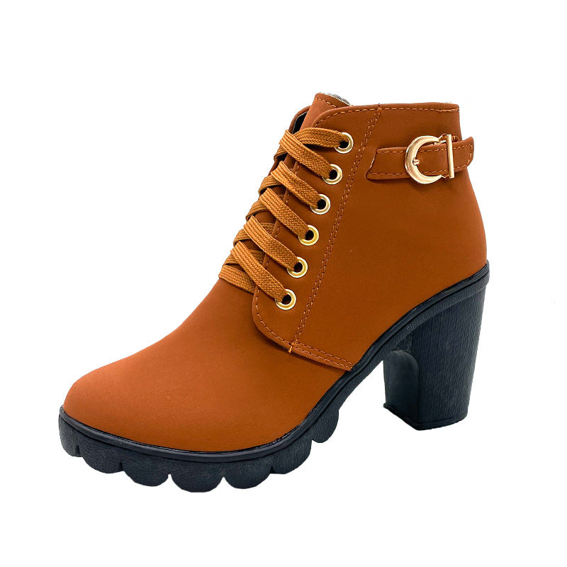 Noralyn™ - Bottes femme à talon épais avec semelle antidérapante