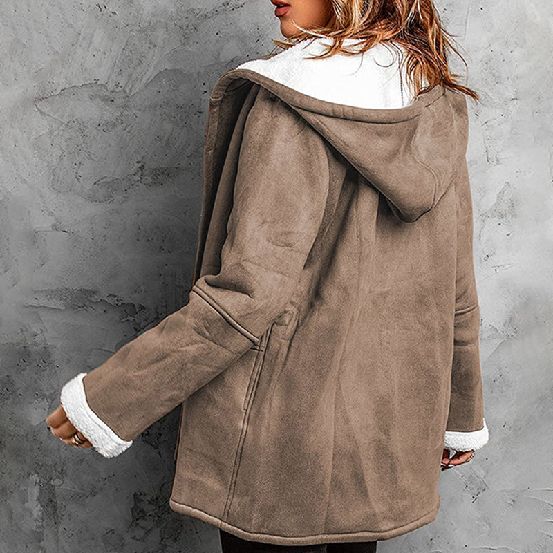 Maïlys - Manteau femme en suède synthétique avec capuche