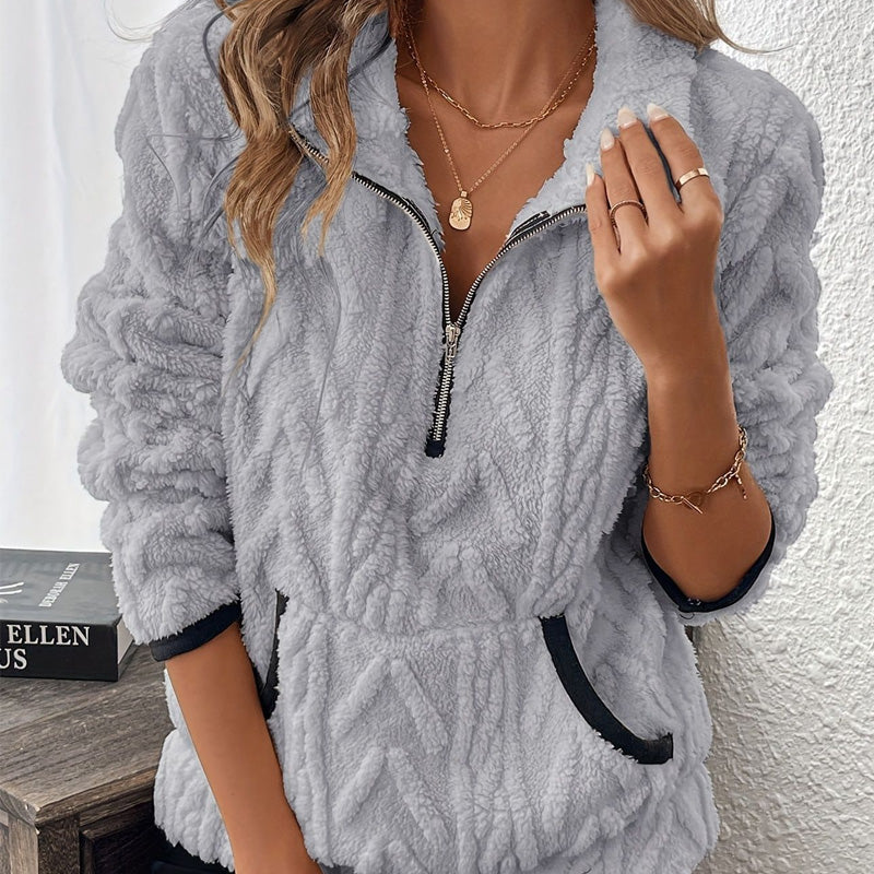 Isariel - Sweat Doux à Demi Zip avec Poches Chaudes