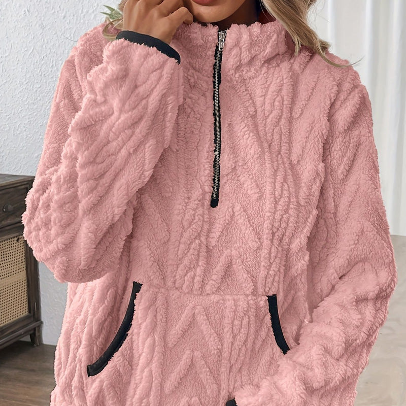 Isariel - Sweat Doux à Demi Zip avec Poches Chaudes