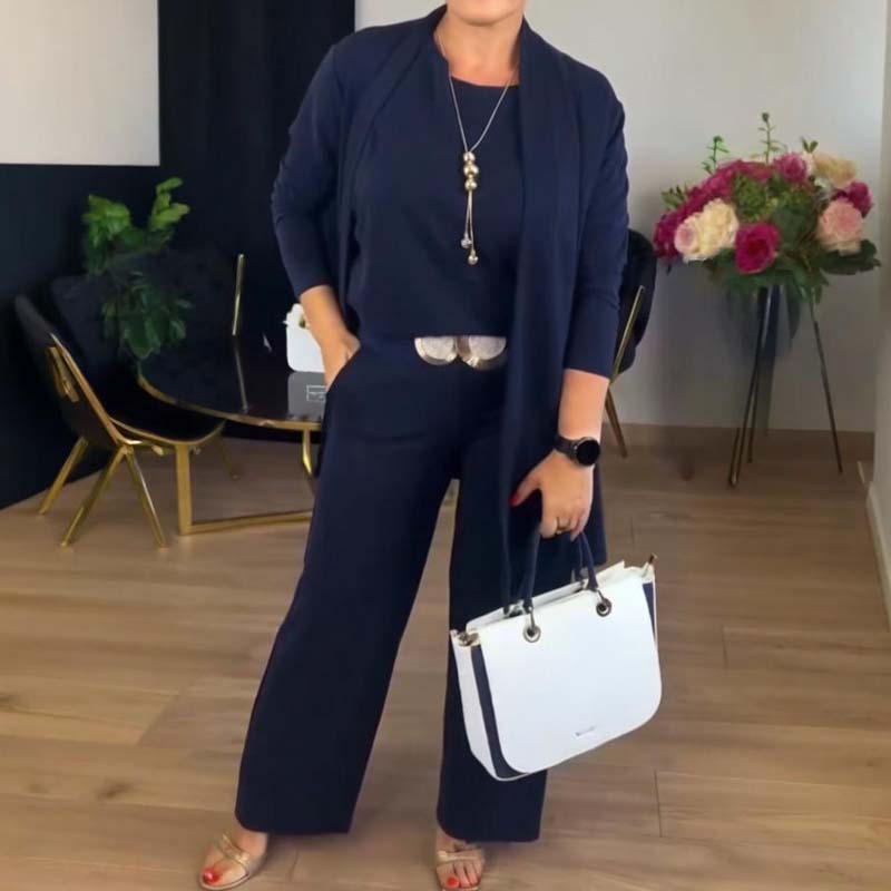 Edda - Ensemble femme trois pièces avec cardigan long élégant