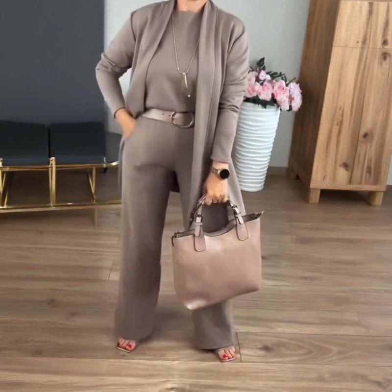 Edda - Ensemble femme trois pièces avec cardigan long élégant