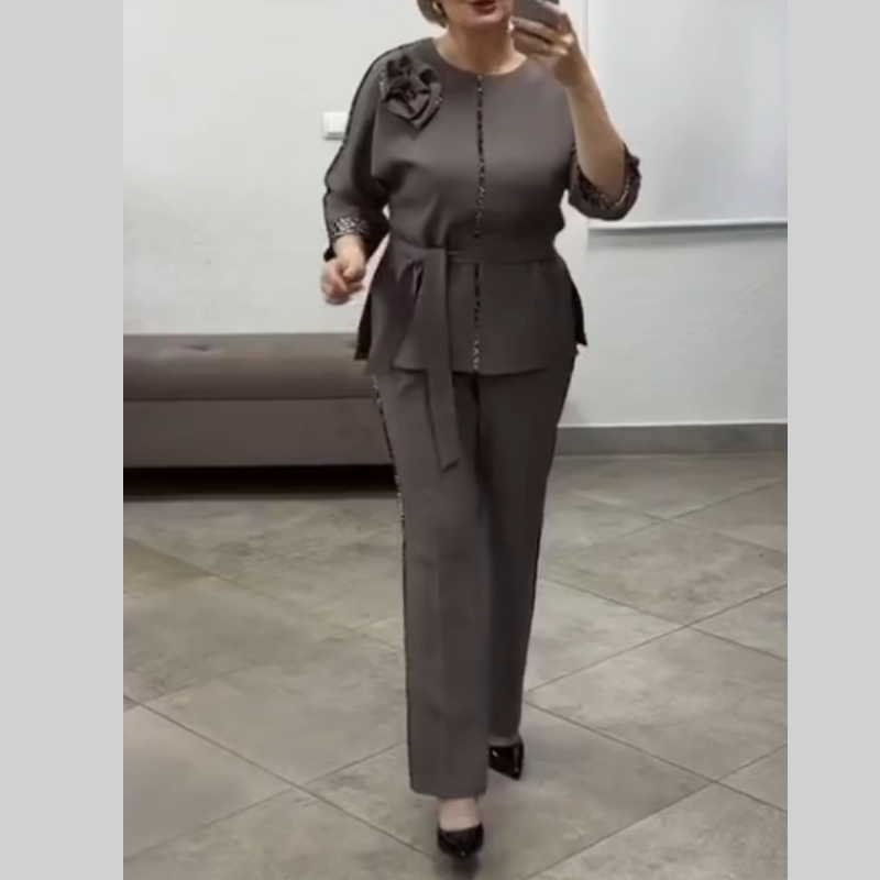 Quenilisse - Ensemble Chic Femme à Détails Léopard