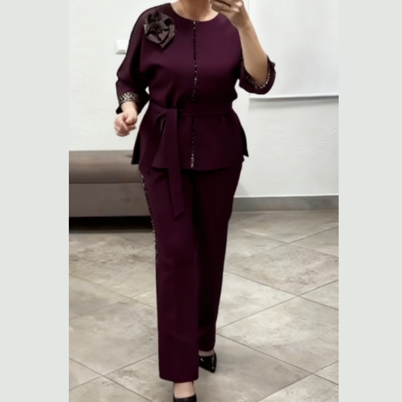 Quenilisse - Ensemble Chic Femme à Détails Léopard