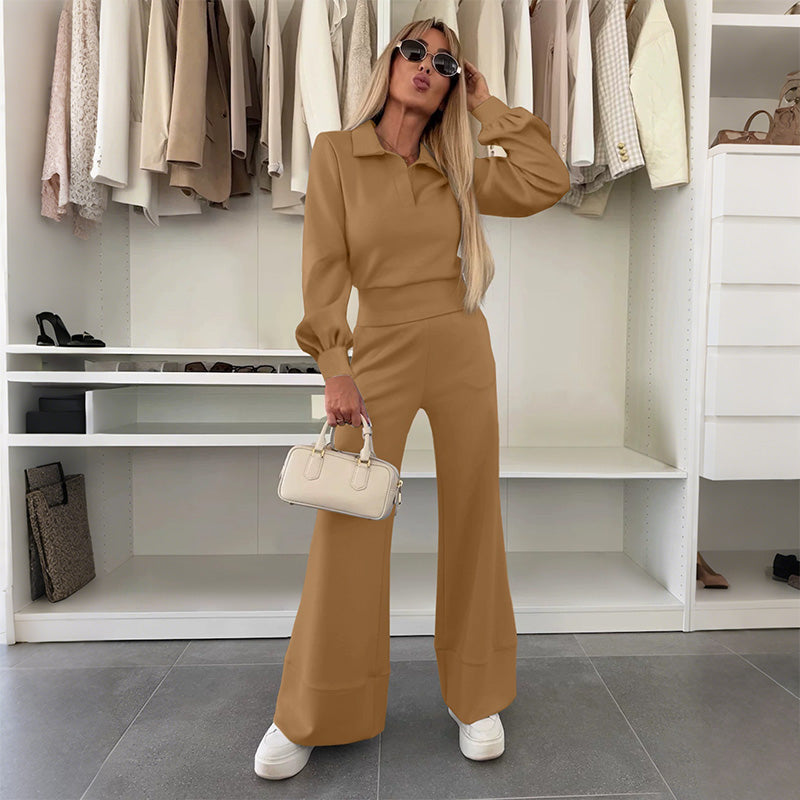 Brynelle™ - Ensemble Chic Femme Chemisier Et Pantalon Large