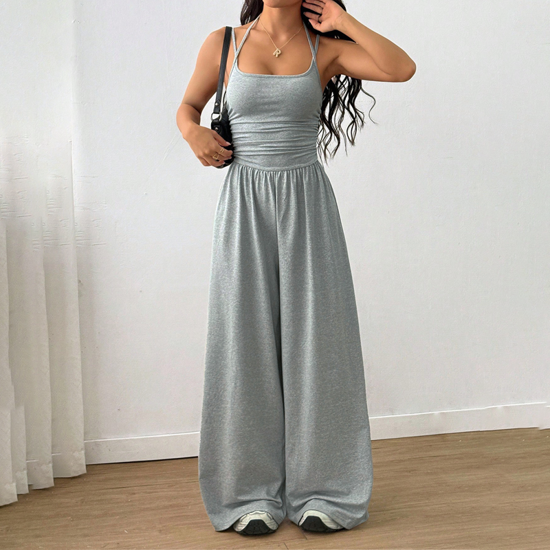 Jovixia™ - Combinaison femme bretelles fines fluide jambes larges été