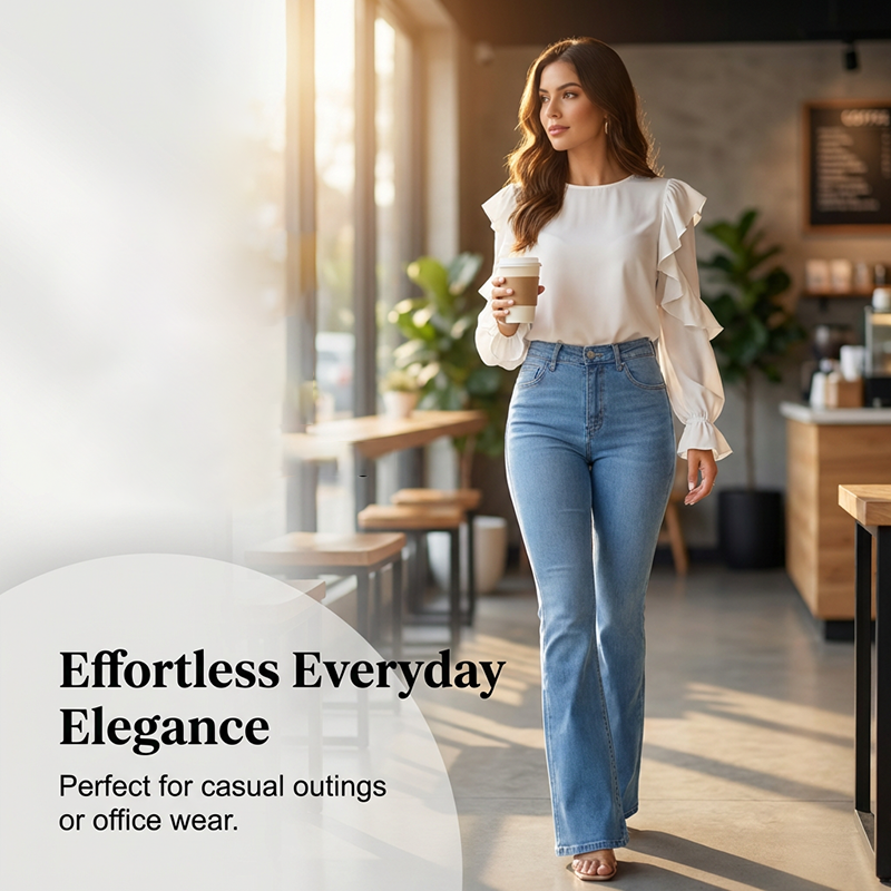 Evarixa™ - Jean Femme Taille Haute Évasé Coupe Flatteuse Silhouette Allongée