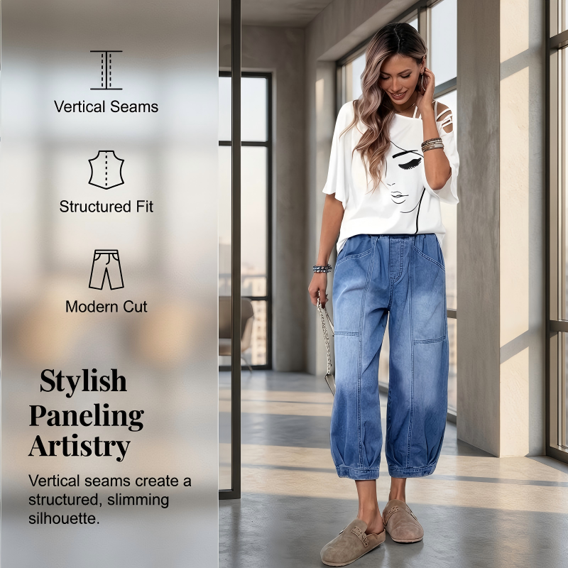 Elyndra™ - Jean Femme Taille Haute Confort Ample Pour Quotidien Moderne