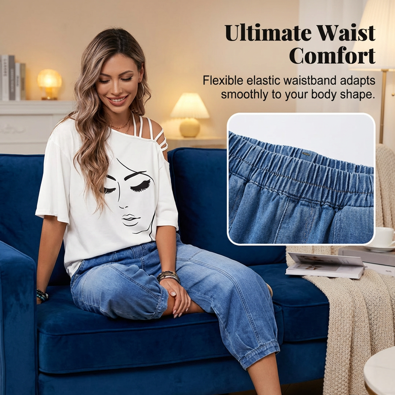 Elyndra™ - Jean Femme Taille Haute Confort Ample Pour Quotidien Moderne