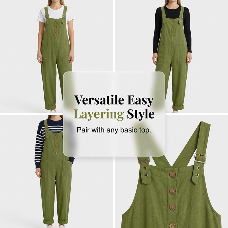 Blyora™ - Salopette femme ample style casual bretelles réglables pantalon fluide
