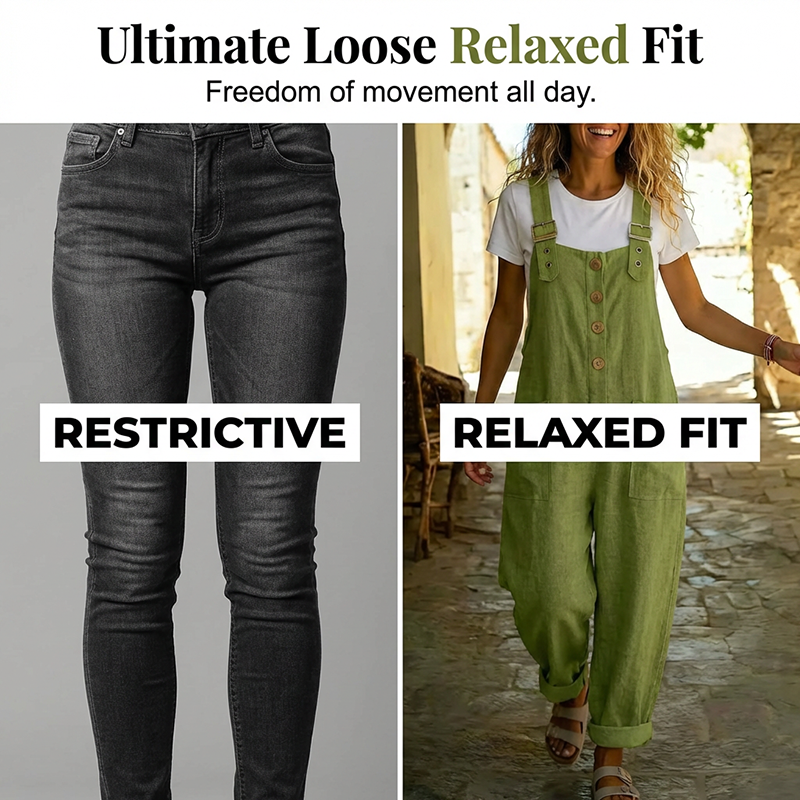 Blyora™ - Salopette femme ample style casual bretelles réglables pantalon fluide