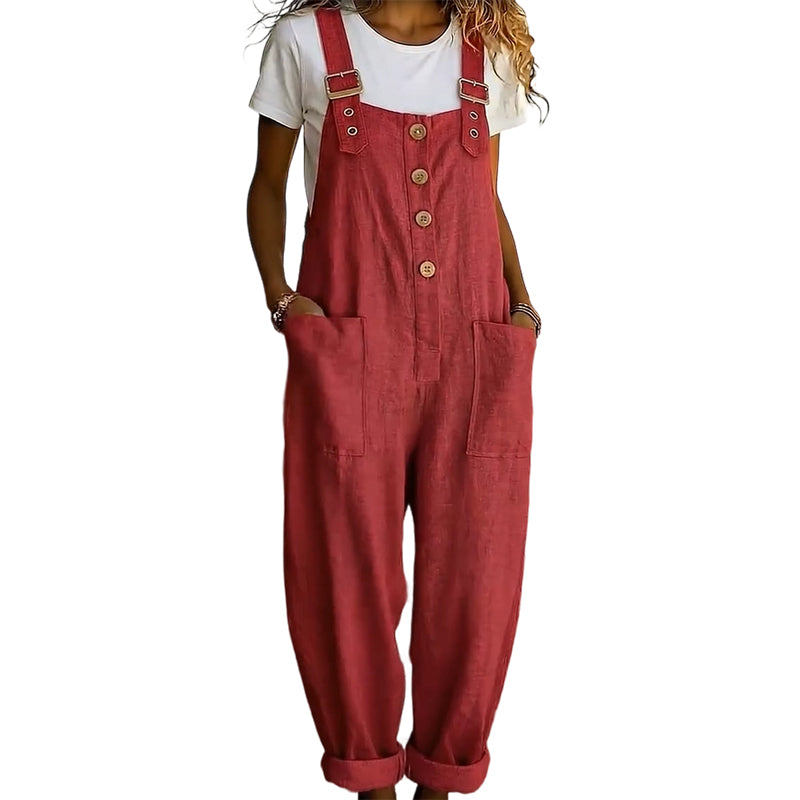 Blyora™ - Salopette femme ample style casual bretelles réglables pantalon fluide