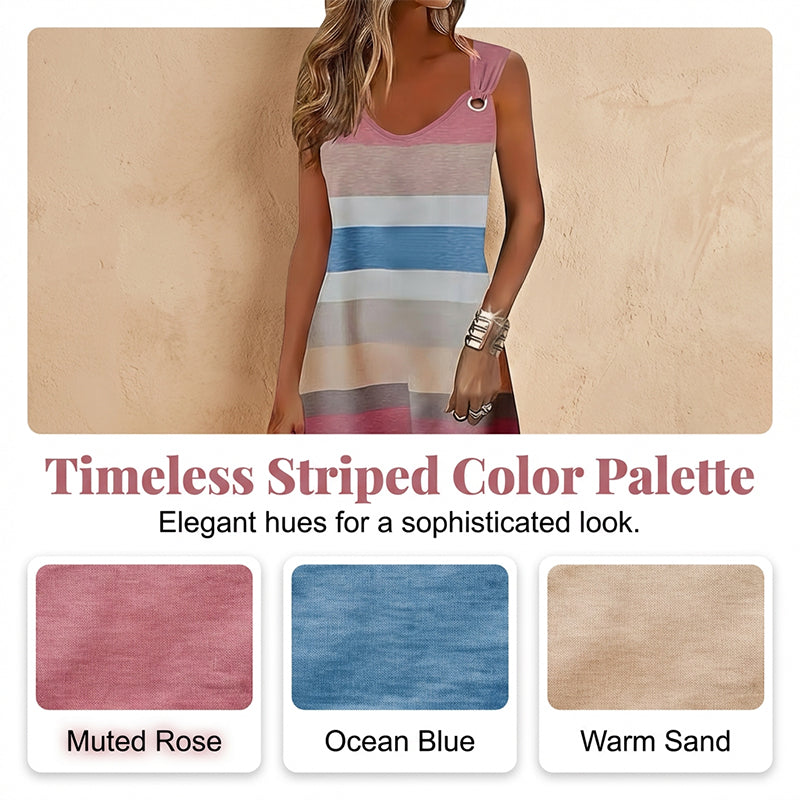 Elisora - Robe sans manches femme rayée avec anneau décoratif