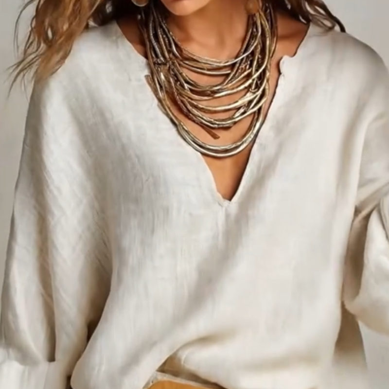 Cireva - Ensemble femme fluide avec haut col V et pantalon large