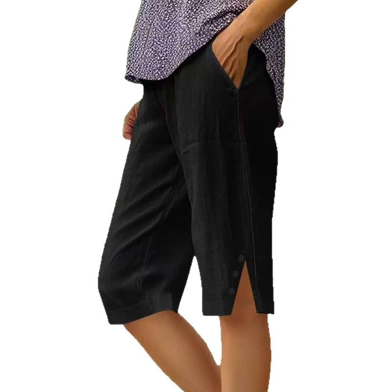 Oselia - Pantalon capri femme uni avec poches