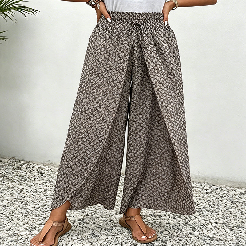 Keloria - Pantalon femme fluide à imprimé floral et jambes larges