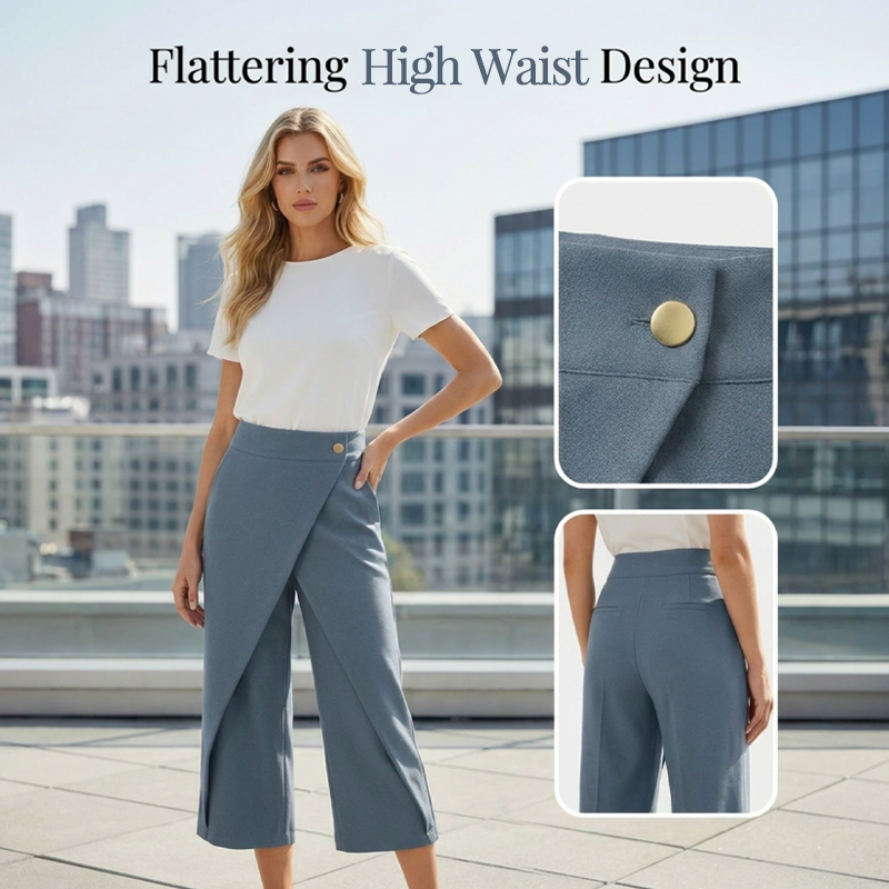 Sorelia - Pantalon jupe femme effet portefeuille avec poches