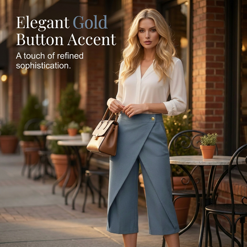 Sorelia - Pantalon jupe femme effet portefeuille avec poches