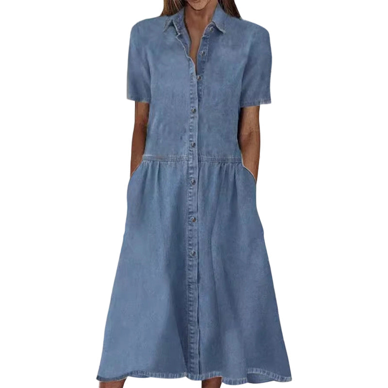 Doreya - Robe chemise femme effet denim avec boutons et poches